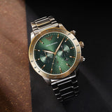 Buy Shop Emporio Armani Mario Chronograph Green Dial Silver Steel Strap Watch For Men - AR11454 USA Online