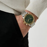 Buy Shop Emporio Armani Mario Chronograph Green Dial Silver Steel Strap Watch For Men - AR11454 USA Online