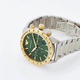 Buy Shop Emporio Armani Mario Chronograph Green Dial Silver Steel Strap Watch For Men - AR11454 USA Online