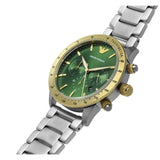Buy Shop Emporio Armani Mario Chronograph Green Dial Silver Steel Strap Watch For Men - AR11454 USA Online