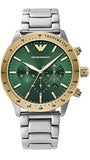 Buy Shop Emporio Armani Mario Chronograph Green Dial Silver Steel Strap Watch For Men - AR11454 USA Online