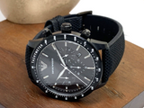 Buy Shop Emporio Armani Mario Chronograph Quartz Black Dial Black Nylon Strap Watch For Men - AR11453 USA Online