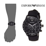 Buy Shop Emporio Armani Mario Chronograph Quartz Black Dial Black Nylon Strap Watch For Men - AR11453 USA Online