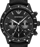 Buy Shop Emporio Armani Mario Chronograph Quartz Black Dial Black Nylon Strap Watch For Men - AR11453 USA Online