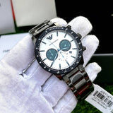 Buy Shop Emporio Armani Mario Chronograph White Dial Black Steel Strap Watch For Men - AR11471 USA Online
