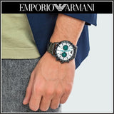 Buy Shop Emporio Armani Mario Chronograph White Dial Black Steel Strap Watch For Men - AR11471 USA Online