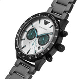 Buy Shop Emporio Armani Mario Chronograph White Dial Black Steel Strap Watch For Men - AR11471 USA Online