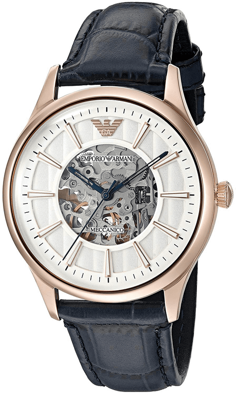 Buy Shop Emporio Armani Meccanico Automatic White Dial Blue Leather Strap Watch For Men - AR1947 USA Online