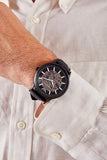 Buy Shop Emporio Armani Meccanico Automatic Black Dial Black Leather Strap Watch For Men - AR60042 USA Online