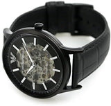 Buy Shop Emporio Armani Meccanico Automatic Black Dial Black Leather Strap Watch For Men - AR60042 USA Online