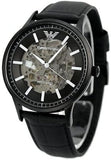 Buy Shop Emporio Armani Meccanico Automatic Black Dial Black Leather Strap Watch For Men - AR60042 USA Online
