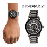 Buy Shop Emporio Armani Meccanico Automatic Black Dial Black Steel Strap Watch For Men - AR60010 USA Online
