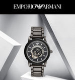 Buy Shop Emporio Armani Meccanico Automatic Black Dial Black Steel Strap Watch For Men - AR60010 USA Online