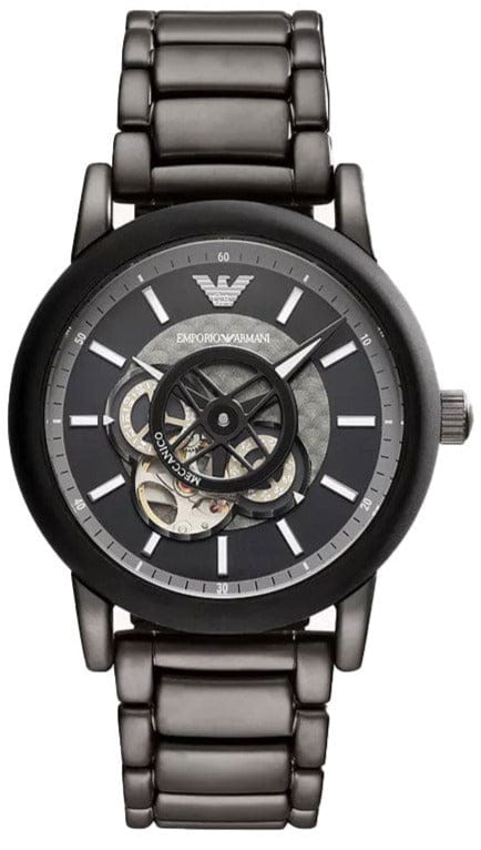 Buy Shop Emporio Armani Meccanico Automatic Black Dial Black Steel Strap Watch For Men - AR60010 USA Online