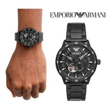 Buy Shop Emporio Armani Meccanico Automatic Black Dial Black Steel Strap Watch For Men - AR60054 USA Online
