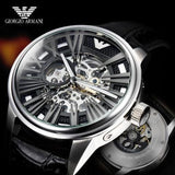 Buy Shop Emporio Armani Meccanico Automatic Black Dial Leather Strap Watch For Men - AR4629 USA Online
