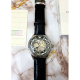 Buy Shop Emporio Armani Meccanico Automatic Black Dial Leather Strap Watch For Men - AR4629 USA Online