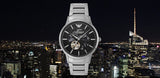 Buy Shop Emporio Armani Meccanico Automatic Black Dial Silver Steel Strap Watch For Men - AR60055 USA Online