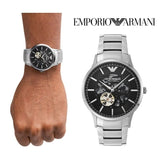 Buy Shop Emporio Armani Meccanico Automatic Black Dial Silver Steel Strap Watch For Men - AR60055 USA Online