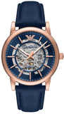 Buy Shop Emporio Armani Meccanico Automatic Blue Dial Blue Leather Strap Watch For Men - AR60050 USA Online