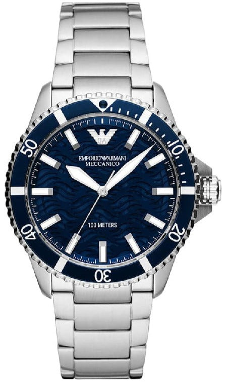 Buy Shop Emporio Armani Meccanico Automatic Blue Dial Silver Steel Strap Watch For Men - AR60059 USA Online