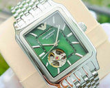 Buy Shop Emporio Armani Meccanico Automatic Green Dial Silver Steel Strap Watch For Men - AR60067 USA Online