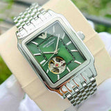 Buy Shop Emporio Armani Meccanico Automatic Green Dial Silver Steel Strap Watch For Men - AR60067 USA Online
