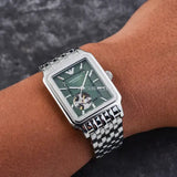 Buy Shop Emporio Armani Meccanico Automatic Green Dial Silver Steel Strap Watch For Men - AR60067 USA Online