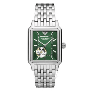 Buy Shop Emporio Armani Meccanico Automatic Green Dial Silver Steel Strap Watch For Men - AR60067 USA Online