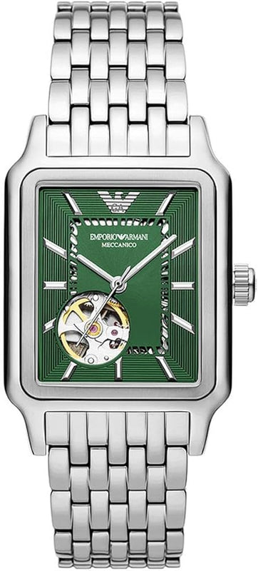Buy Shop Emporio Armani Meccanico Automatic Green Dial Silver Steel Strap Watch For Men - AR60067 USA Online