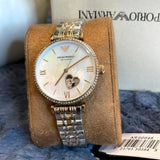 Buy Shop Emporio Armani Meccanico Automatic Mother of Pearl Dial Two Tone Steel Strap Watch For Women - AR60049 USA Online