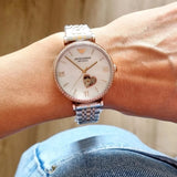 Buy Shop Emporio Armani Meccanico Automatic Mother of Pearl Dial Two Tone Steel Strap Watch For Women - AR60049 USA Online
