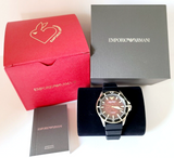 Buy Shop Emporio Armani Meccanico Automatic Red Dial Black Silicon Strap Watch For Men - AR60070 USA Online
