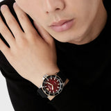 Buy Shop Emporio Armani Meccanico Automatic Red Dial Black Silicon Strap Watch For Men - AR60070 USA Online