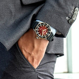 Buy Shop Emporio Armani Meccanico Automatic Red Dial Black Silicon Strap Watch For Men - AR60070 USA Online