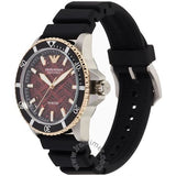 Buy Shop Emporio Armani Meccanico Automatic Red Dial Black Silicon Strap Watch For Men - AR60070 USA Online