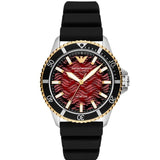 Buy Shop Emporio Armani Meccanico Automatic Red Dial Black Silicon Strap Watch For Men - AR60070 USA Online