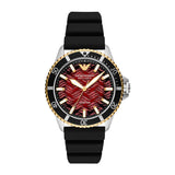 Buy Shop Emporio Armani Meccanico Automatic Red Dial Black Silicon Strap Watch For Men - AR60070 USA Online