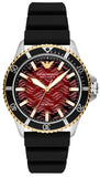 Buy Shop Emporio Armani Meccanico Automatic Red Dial Black Silicon Strap Watch For Men - AR60070 USA Online