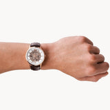 Buy Shop Emporio Armani Meccanico Automatic Silver Dial Brown Leather Strap Watch For Men - AR60039 USA Online