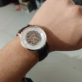 Buy Shop Emporio Armani Meccanico Automatic Silver Dial Brown Leather Strap Watch For Men - AR60039 USA Online