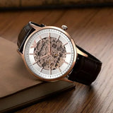 Buy Shop Emporio Armani Meccanico Automatic Silver Dial Brown Leather Strap Watch For Men - AR60039 USA Online