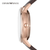 Buy Shop Emporio Armani Meccanico Automatic Silver Dial Brown Leather Strap Watch For Men - AR60039 USA Online