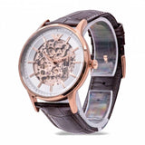 Buy Shop Emporio Armani Meccanico Automatic Silver Dial Brown Leather Strap Watch For Men - AR60039 USA Online