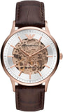 Buy Shop Emporio Armani Meccanico Automatic Silver Dial Brown Leather Strap Watch For Men - AR60039 USA Online