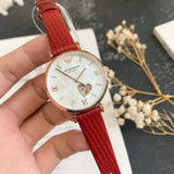 Buy Shop Emporio Armani Meccanico Automatic Silver Dial Burgundy Leather Strap Watch For Women - AR60044 USA Online
