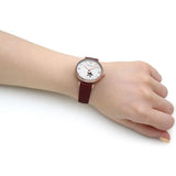 Buy Shop Emporio Armani Meccanico Automatic Silver Dial Burgundy Leather Strap Watch For Women - AR60044 USA Online