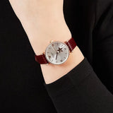 Buy Shop Emporio Armani Meccanico Automatic Silver Dial Burgundy Leather Strap Watch For Women - AR60044 USA Online