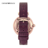 Buy Shop Emporio Armani Meccanico Automatic Silver Dial Burgundy Leather Strap Watch For Women - AR60044 USA Online