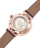 Buy Shop Emporio Armani Meccanico Automatic Silver Dial Burgundy Leather Strap Watch For Women - AR60044 USA Online